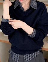 Basic Wool V-neck Loose Knit (5color)
