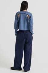 コットンレイヤード長袖Tシャツ, Navy