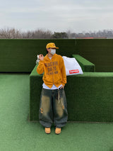 West Vintage Balloon Denim Pants (Yellow Blue)