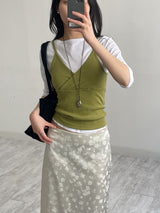 ボートネックコットン7分丈袖Tシャツ