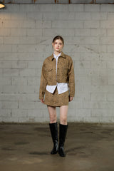 LEOPARD TRUCKER JACKET / BEIGE