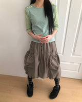 リポカラーブロックボタン7スリーブTシャツ