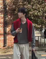 [wool80%] コップウールレイヤードVネックニット