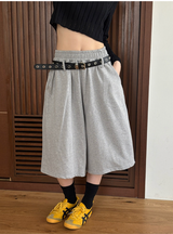 [Unisex] ベルト付きスウェットバミューダパンツ(3color)