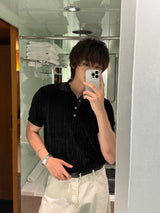 [1+1] LMN Texture Velvet Collar Short-Sleeved Knitwear (3 colors)