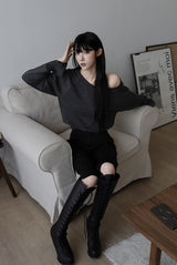 Soft button sleeve sweatshirt