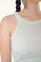 Half wrinkled ribbed sleeveless