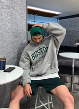 Urban Boston Embroidery Double Middle Overfit Hoodie