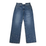 Eyelet denim pants