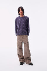 GARMENT-DYED DISTRESSED BELT LOOP POCKET CROSS PLEAT COLOR-TOOTH ZIPPER DRAWSTRING CARGO PANTS