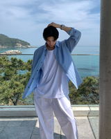 Prix Linen Chin-Topped Banding Wide Pants