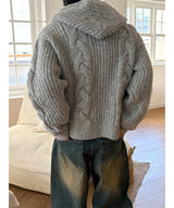 [F/W] Heavy wool knit hood zip up(4color)