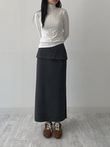 [Brushed Lining] Tie Pintuck Turtleneck T-Shirt