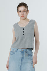 WAFFLE SLEEVELESS_MELANGE GRAY