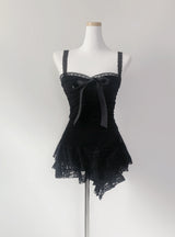 [only suzen] Temer lace ribbon dress (black)