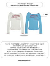 ワイドネックオフショルダーレタリング長袖Tシャツ