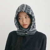 PolarFleece Balaclava (Snow flower_black)
