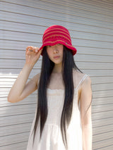 Stripe Cotton beanie-Red