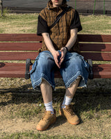 Crinkle Check Hooded Anorak Vest