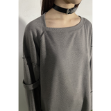 スリップネックオーバーロックトップ : GREY