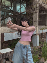 [U-BASIC] Lip Ribbed Crop Cap Short Sleeves