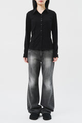 (W) Slit Flare Denim