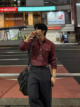 Herringbone Loose regular pants