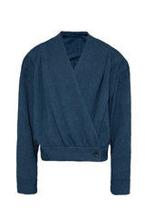 Pleated Knit Wrap Cardigan