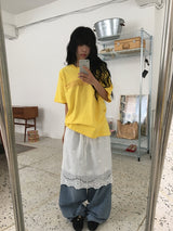 ハスカ レース レイヤード ミディスカート