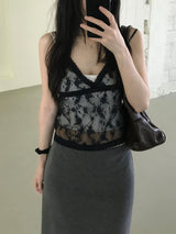 Flower See-Through Lace Sleeveless Top (2 colors)