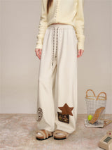 Paisley Artwork Embroidered Jogger Wide Pants
