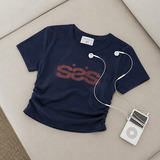 ダブルS サイド シャーリング クロップド ショートスリーブ Tシャツ (5 colors)