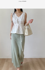 Hachi Shirred Strap Sleeveless Blouse