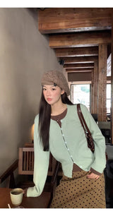 Mint Brown Layered Cardigan Knitwear