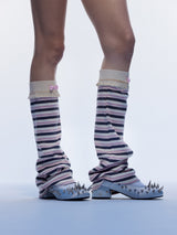 EmohaY2K Pink striped basic versatile cute leg warmers