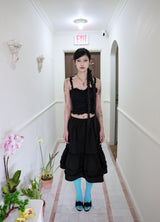 Shirring cancan midi skirt (2color)