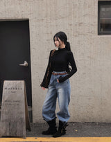 [BELLIDE MADE] Nave, リブ編みタートルネックTシャツ