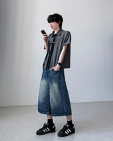 オファーストライプクロップドシャツ