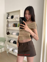 Flower dot see-through off-shoulder top