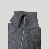 HIGH NECK ZIP-UP: GREY