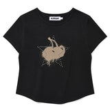MELTING CHERRY PRINTED CROP T-SHIRT - BLACK