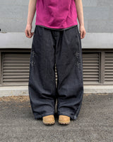 Bone Cross Stud Wide Denim Pants