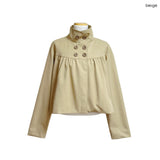 (2color)ダブルボタンハイネックシャーリングショートジャケット