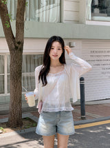#Viscose Rib Crop V-neck Cardigan (6color)