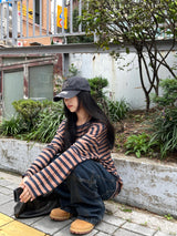 クロススリットステッチデニムパンツ