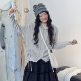 French Vintage Openwork Collar Knit Cardigan