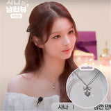 [NMIXX Sullyoon Necklace] デインティハート＆リボンセミチョーカーネックレス - シルバーカラー