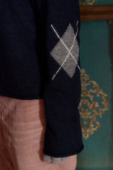 ARGYLE ZIP-UP KNIT / NAVY