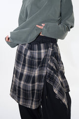 Checker drape layered pants