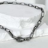 SS-6mm BOX chain neckloace_dark silver